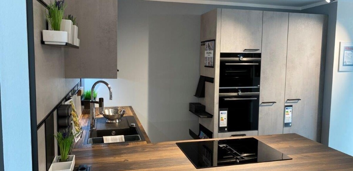 Schüller Modell Elba Beton Quarzgrau Nachbildung, Arbeitsplatten Chaleteiche Nachbildung