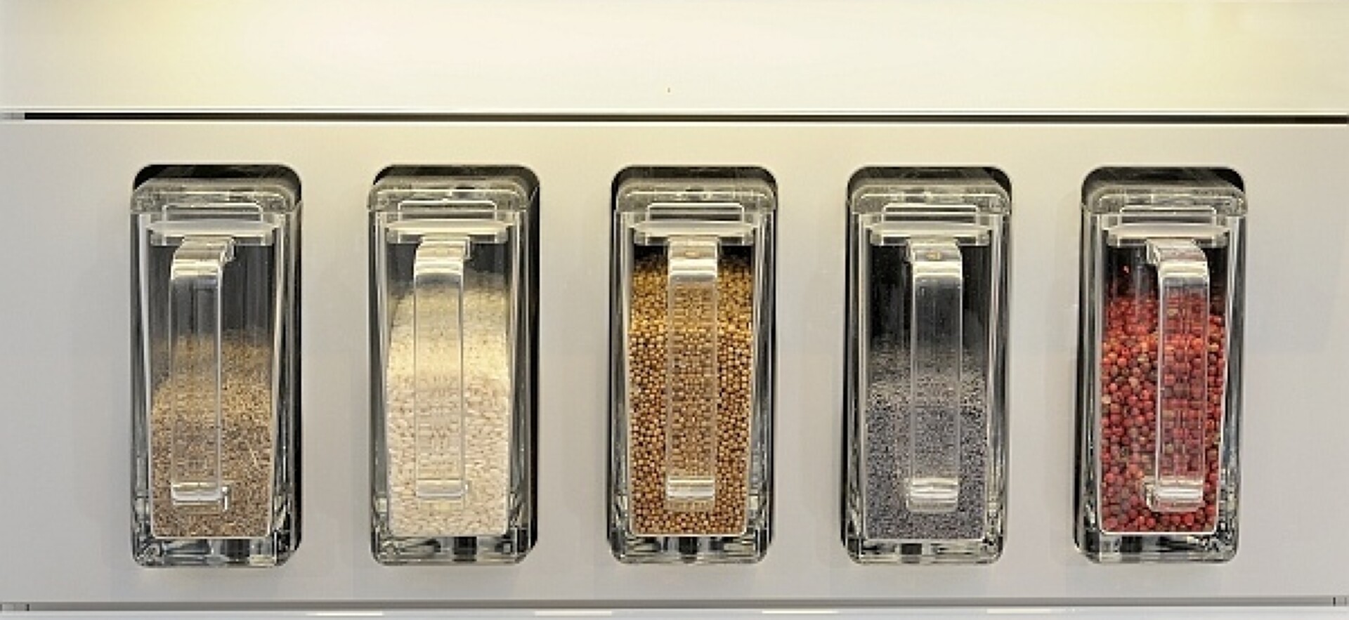 Praktische Vorratsbehälter, griffbereit und transparent zum Einbau in Ihrer Küche